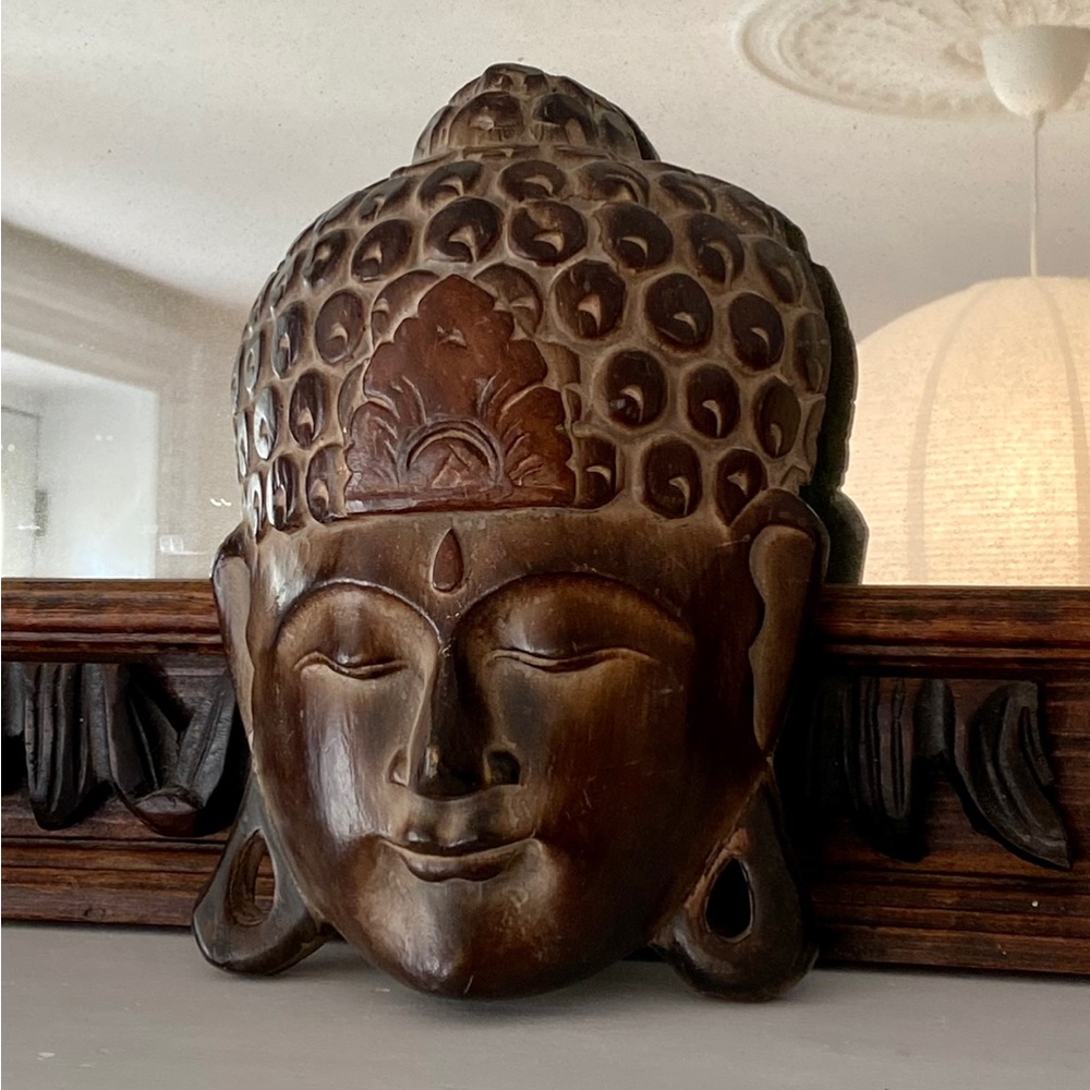 Vintage Tibet Buddha Wood Carved Mask